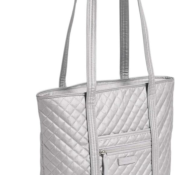 Vera Bradley Signature Cotton Small Vera Tote Bag in Silver Pearl - Picture 3 of 12